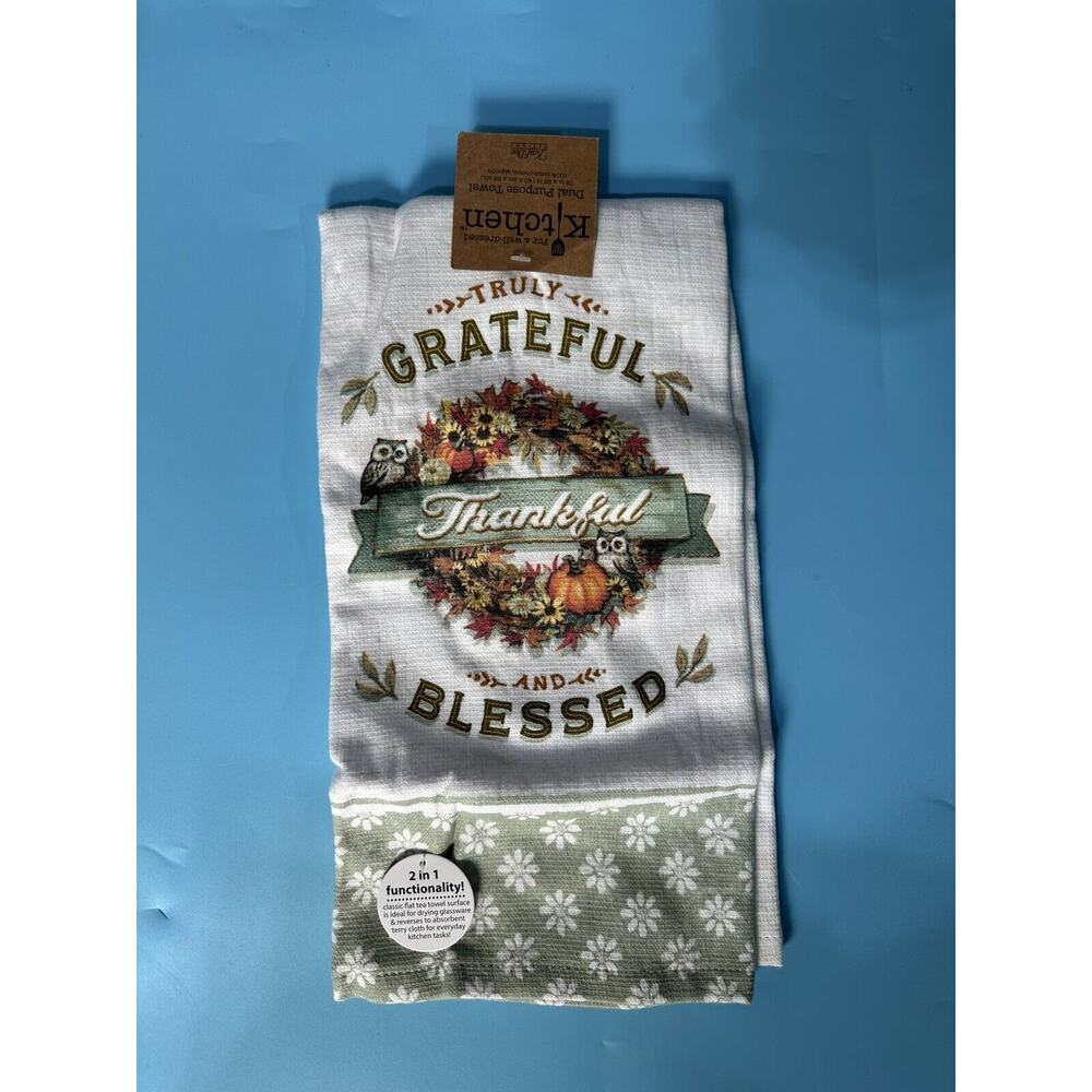 Kay Dee Designs 2-in-1 Reversible Towel Terry Cloth Grateful Blessed